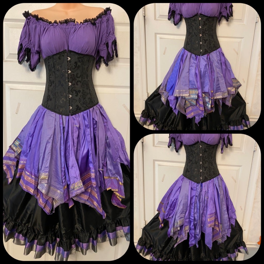 dark fairy costume dress Maleficent Witch Dark Fairy Sorceress 3 Piece Gothic Skirt Corset and Chemise Cosplay Costume ~ Reminisce Brand 6-8 main image 1