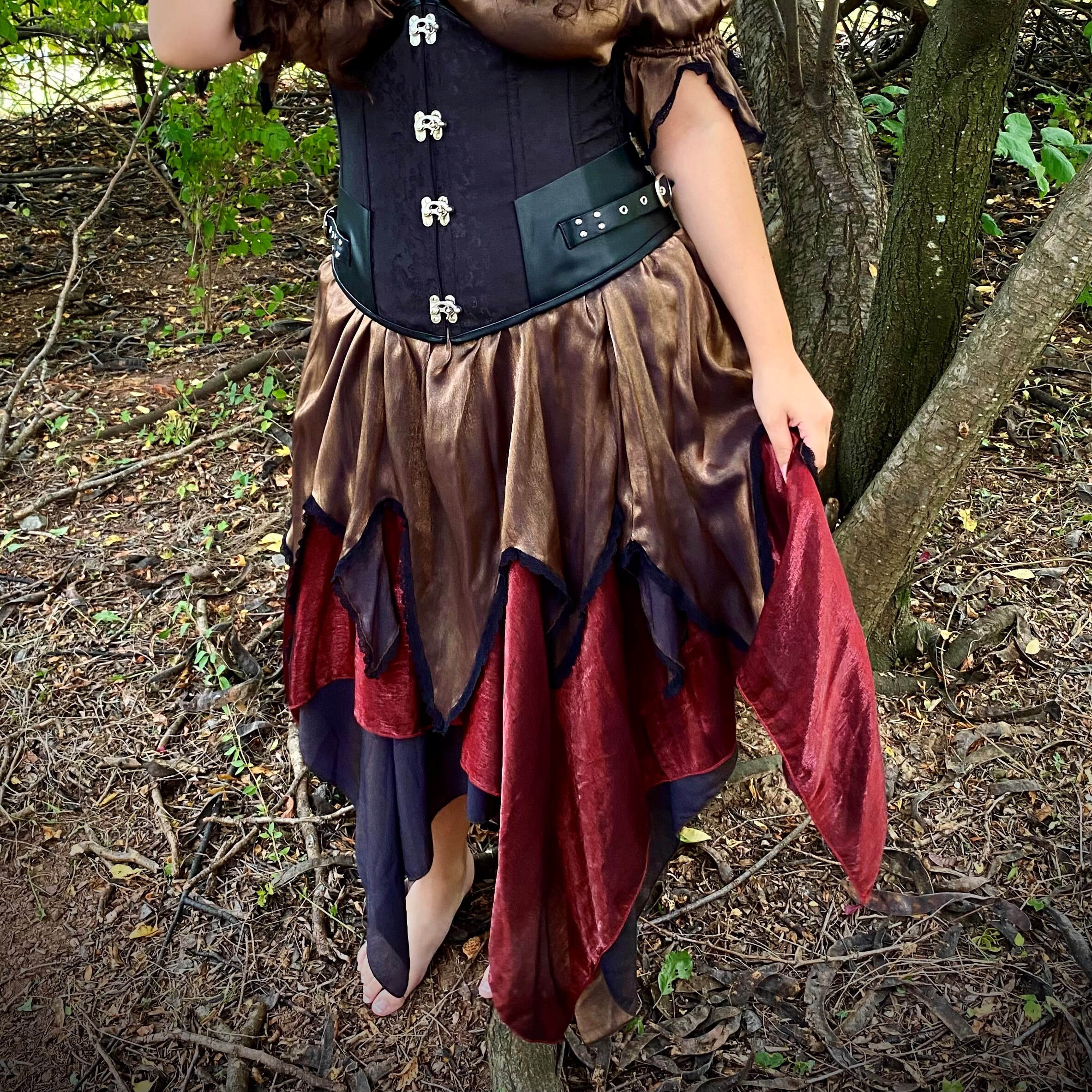 Women's Iridescent Reversible Renaissance Fairy Pixie Skirt (XS