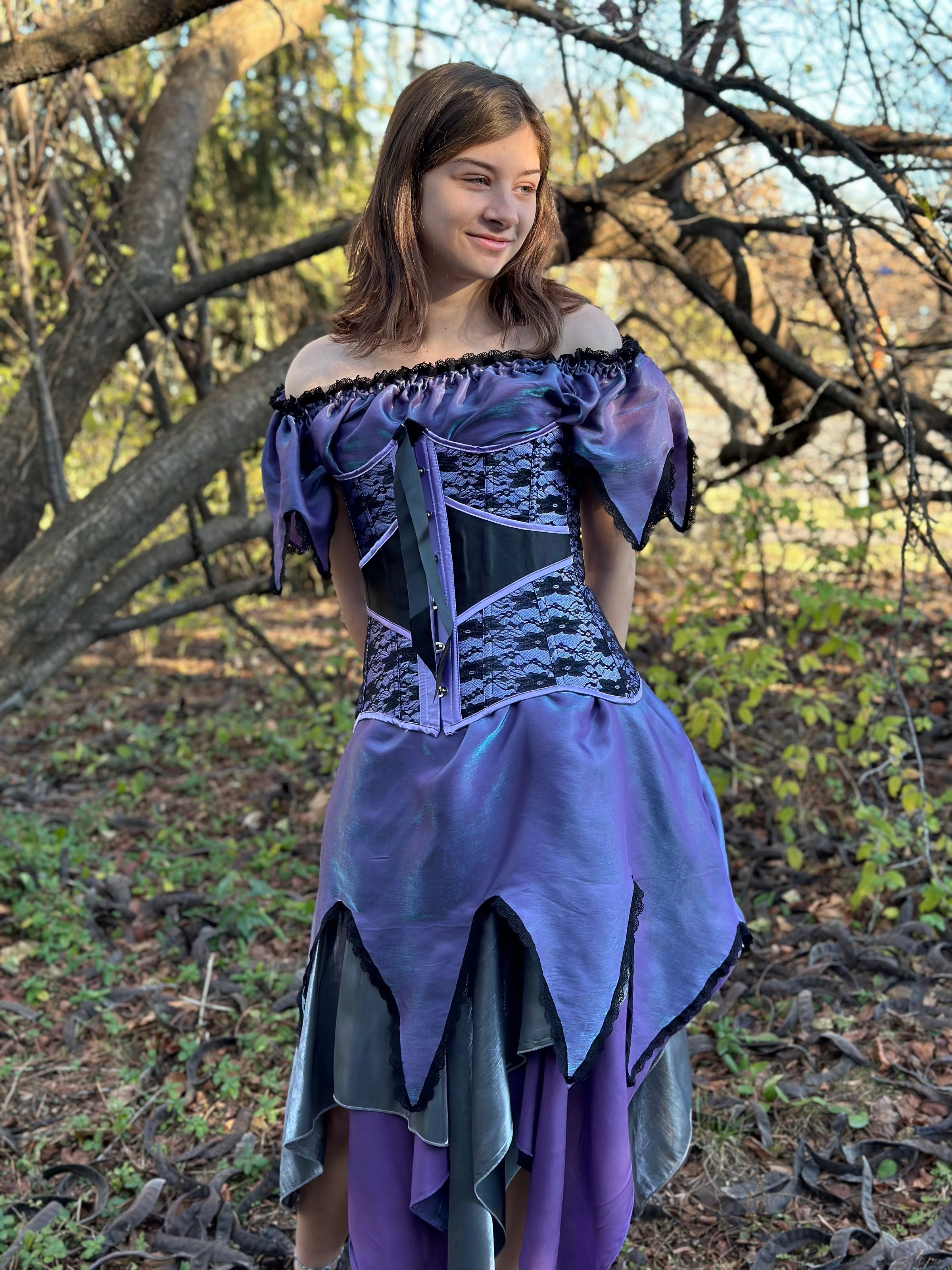 Women's Iridescent Reversible Renaissance Fairy Pixie Skirt (XS